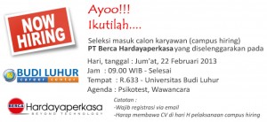 bud luhur career center campus hiring berca feb2013