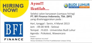 bud luhur career center campus hiring bfi finance mar2013