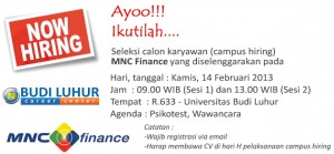 bud luhur career center campus hiring mnc finance feb2013i