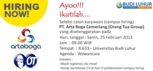 budiluhur career center campus hiring artaboga feb2013 budi luhur