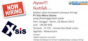 bud luhur career center campus hiring PT Xsis Mitra Utama