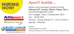 budi luhur career center alfamart 2013 oktober