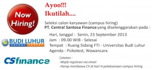 budi luhur career center csfinance 2013