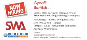 budi luhur career center swa 2013