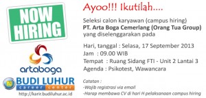 budi luhur career center arta boga 2013