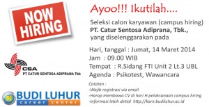 budi luhur career center campus hiring recruitment universitas budi luhur Catur Sentosa Adiprana