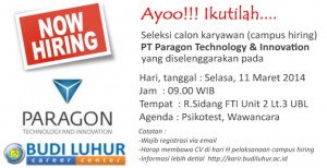 budi luhur career center campus hiring recruitment universitas budi luhur Paragon Technology dan Innovation Wardah Cosmetics