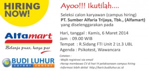 budi luhur career center campus hiring recruitment universitas budi luhur alfamart