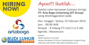 budi luhur career center campus hiring recruitment universitas budi luhur artaboga