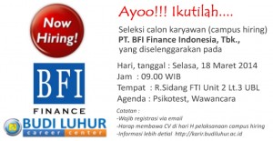 budi luhur career center campus hiring recruitment universitas budi luhur bfi finance