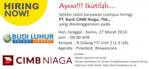 budi luhur career center campus hiring recruitment universitas budi luhur cimb niaga
