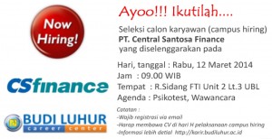 budi luhur career center campus hiring recruitment universitas budi luhur csfinance