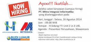 recruitment on campus hiring mitra integrasi informatika metrodata