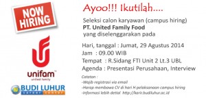 recruitment on campus hiring PT United Family Food