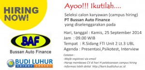 recruitment on campus hiring PT Bussan Auto Finance