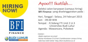 BFI Finance Budi Luhur Career Center Campus Hiring Universitas Budi Luhur