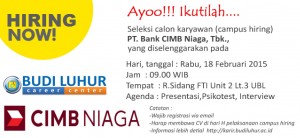 Bank CIMB Niaga Budi Luhur Career Center Campus Hiring Universitas Budi Luhur