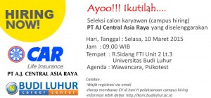 CAR AJ Central Asia Raya Budi Luhur Career Center Campus Hiring Universitas Budi Luhur