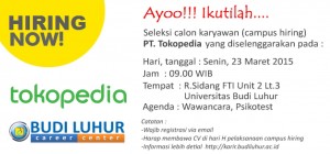 Tokopedia Budi Luhur Career Center Campus Hiring Universitas Budi Luhur