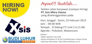 Xsis Mitra Utama Budi Luhur Career Center Campus Hiring Universitas Budi Luhur