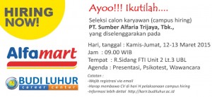 ALFAMART PT Sumber Alfaria Trijaya Tbk  Budi Luhur Career Center Campus Hiring Universitas Budi Luhur