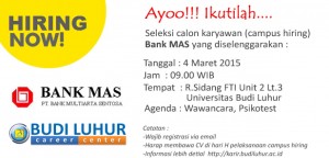 Bank Mas Budi Luhur Career Center Campus Hiring Universitas Budi Luhur