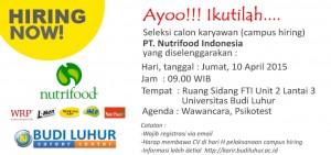 PT Nutrifood Indonesia Budi Luhur Career Center Campus Hiring Universitas Budi Luhur