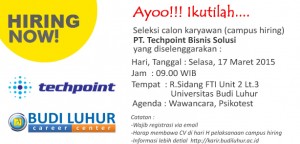 Techpoint Bisnis Solusi Budi Luhur Career Center Campus Hiring Universitas Budi Luhur