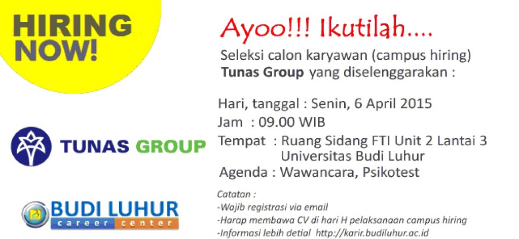 Tunas Group Budi Luhur Career Center Campus Hiring Universitas Budi Luhur