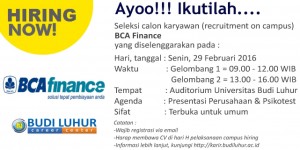 Universitas Budi Luhur Campus Hiring BCA Finance update