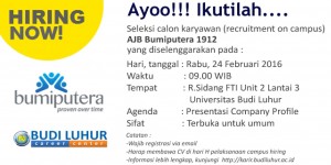 Universitas Budi Luhur Campus Hiring AJB Bumiputera 1912