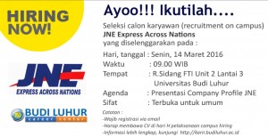 Universitas Budi Luhur Campus Hiring JNE Express Across Nations