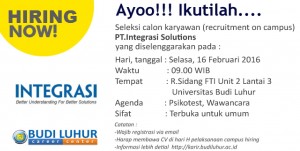 Universitas Budi Luhur Campus Hiring PT Integrasi Solutions