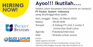 Universitas Budi Luhur Campus Hiring PT Packet Systems Indonesia