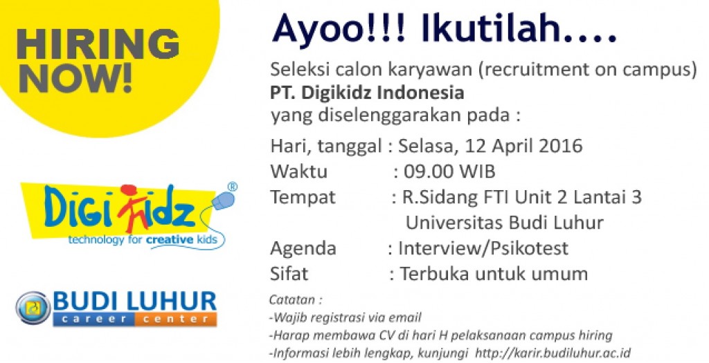 Universitas Budi Luhur Campus Hiring PT Digikidz Indonesia