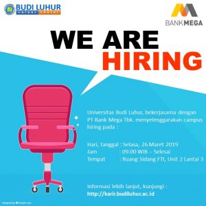 universitas budi luhur campus hiring bank mega april 2019