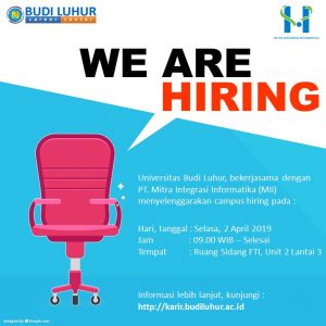 universitas budi luhur campus hiring mii april 2019