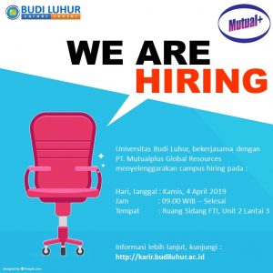 universitas budi luhur campus hiring mutualplus april 2019