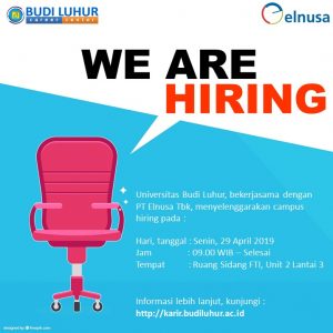 universitas budi luhur campus hiring PT Elnusa Tbk april 2019