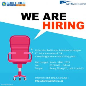 universitas budi luhur campus hiring PT Astra International Tbk April 2019