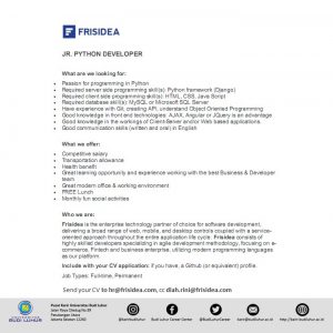 Pusat Karir Universitas Budi Luhur - Frisidea Tech Indonesia - Python Developer (Fulltime)