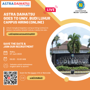 Iklan Campus Hiring (Online) Astra Daihatsu x Univ. Budi Luhur